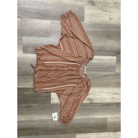 Liberty Love NWT Pink White Stripe Round Neck Blouse, Size Medium - Picture 8 of 10